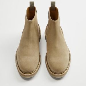 Zara leather suede beige Chelsea boots NWT